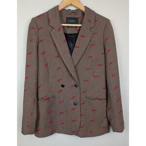 Maison Scotch & Soda Shooting Star Houndstooth Blazer Jacket Brown  S